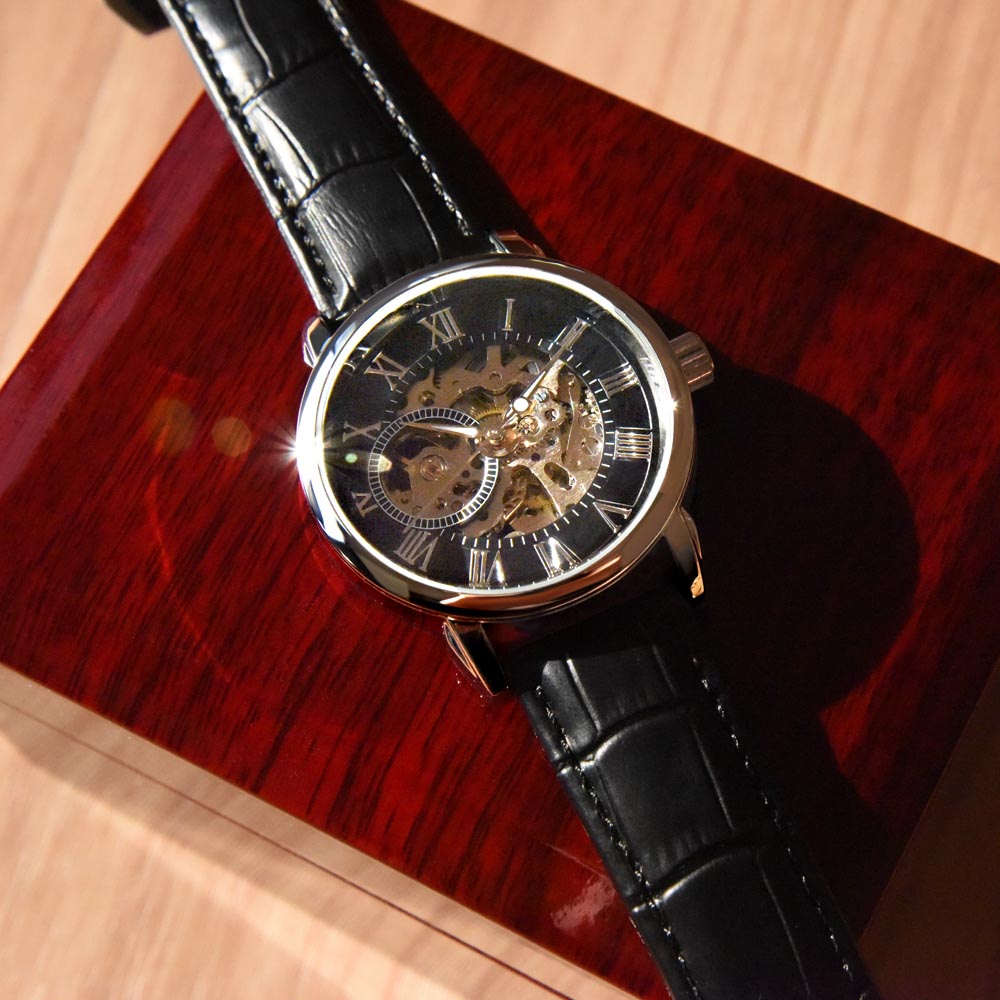 Personalized Openwork Watch with 3 Family Photos for Dad