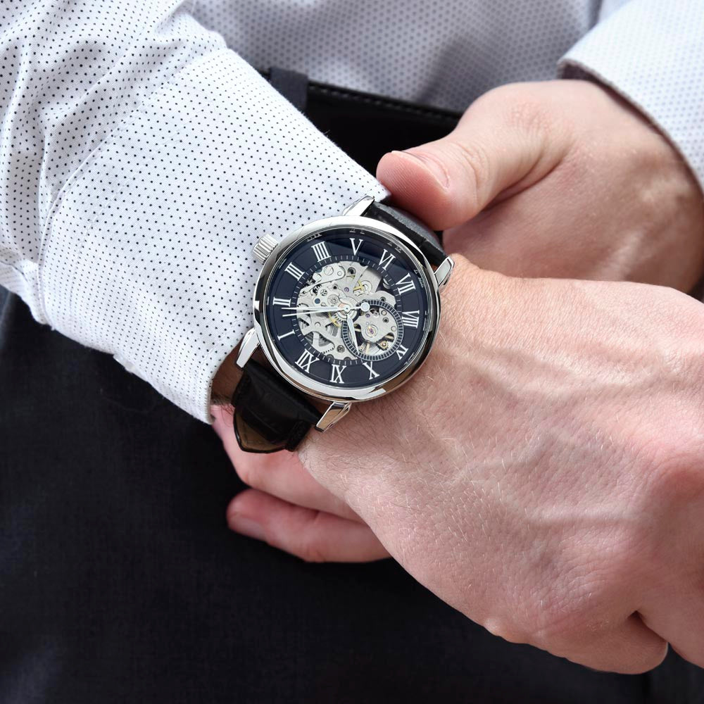 Personalized Openwork Watch with 3 Family Photos for Dad