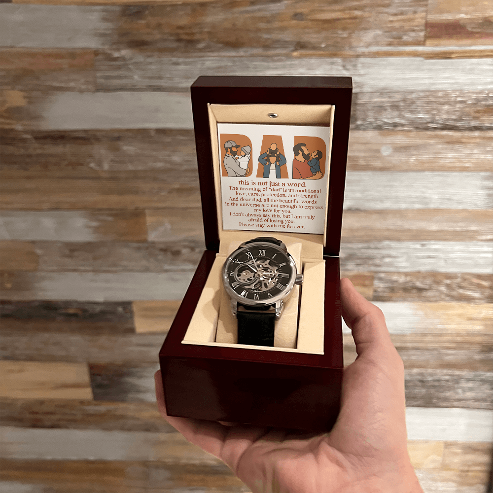 Personalized Openwork Watch with 3 Family Photos for Dad