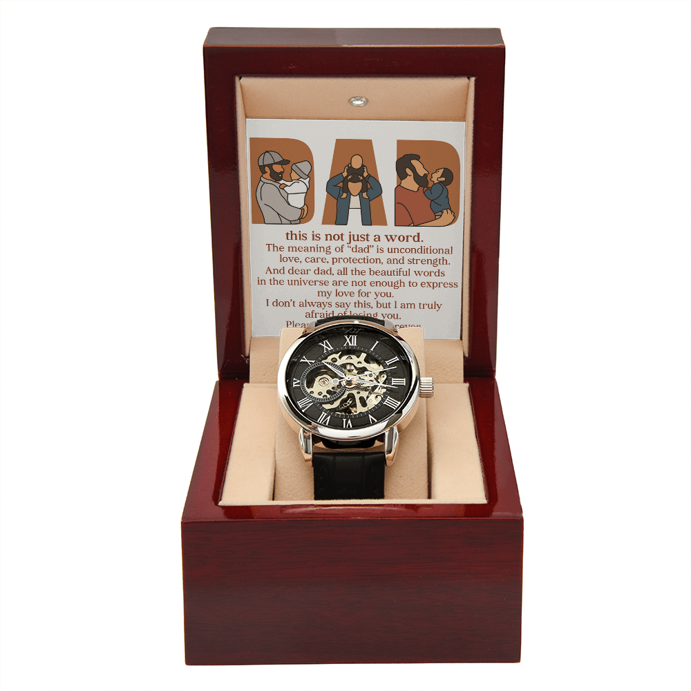 Personalized Openwork Watch with 3 Family Photos for Dad
