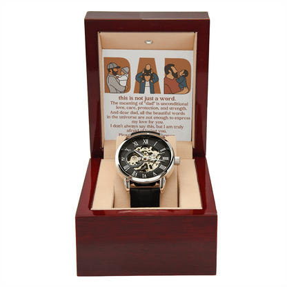 Personalized Openwork Watch with 3 Family Photos for Dad