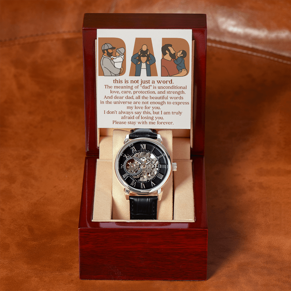 Personalized Openwork Watch with 3 Family Photos for Dad