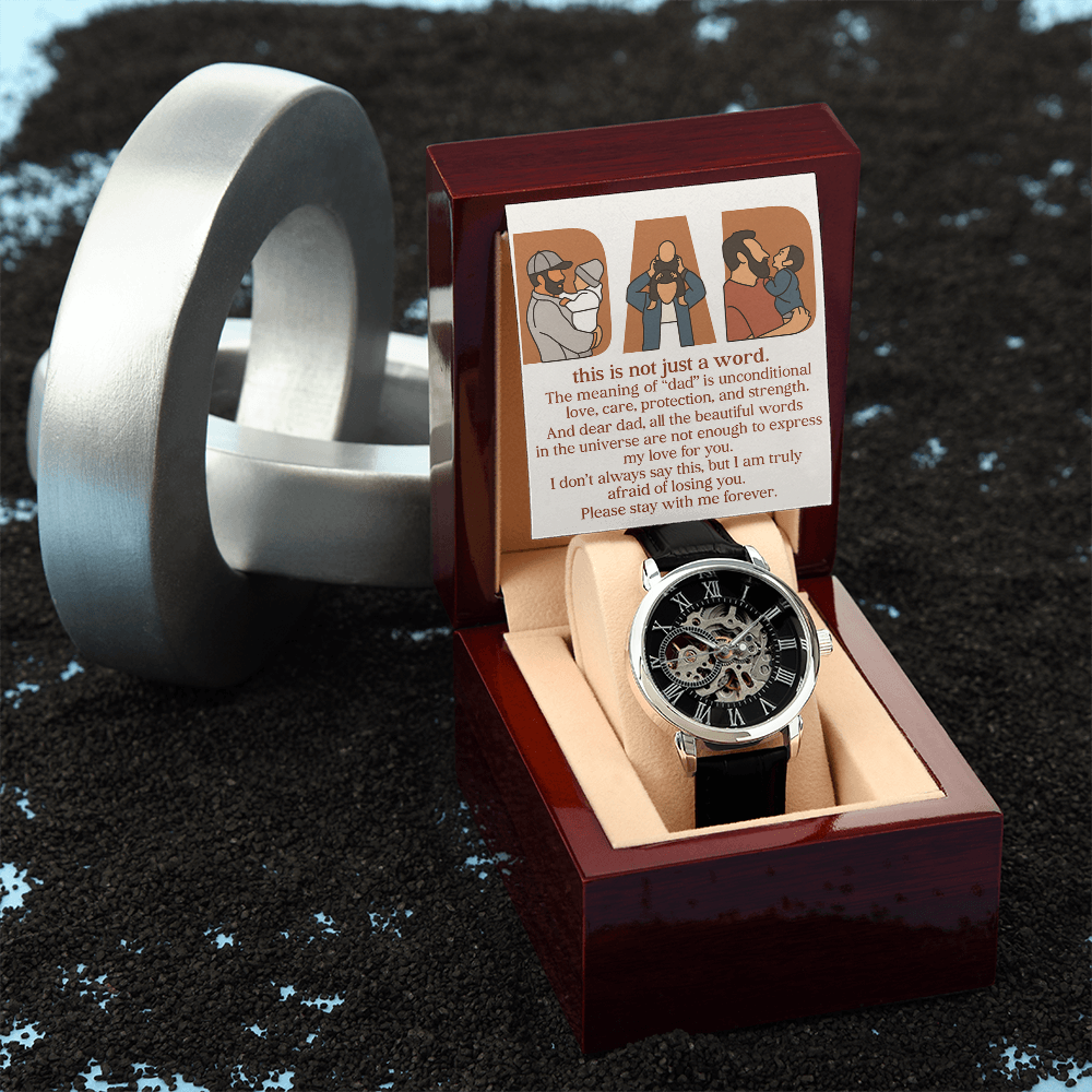Personalized Openwork Watch with 3 Family Photos for Dad