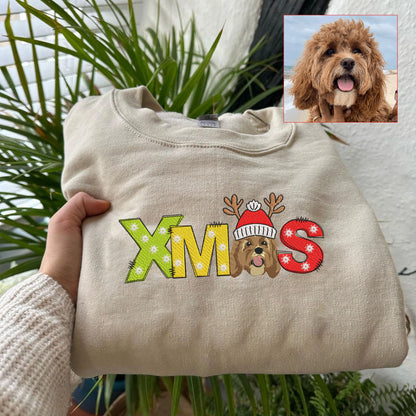 Personalized Pet Dog Cat XMAS Embroidered T-Shirt Hoodie Sweatshirt