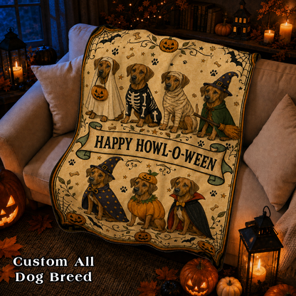 Personalized Halloween Dog Breed Custom Fleece Blanket