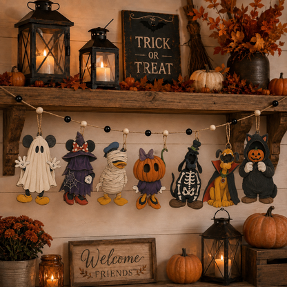 Halloween Personalized Cartoon Characters Wooden Garland