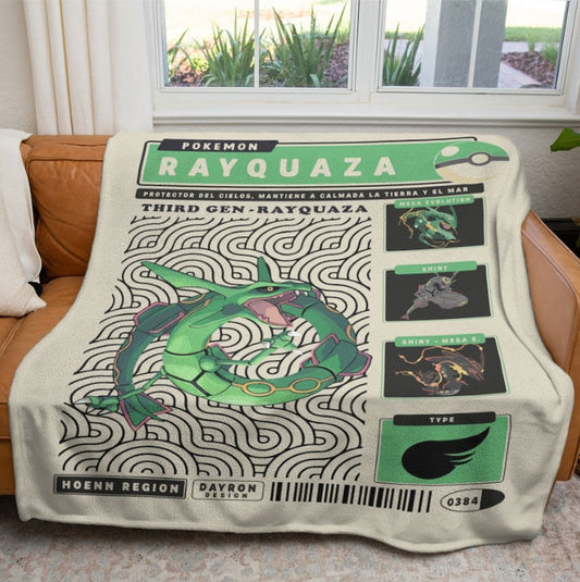 Anime PKM Rayquaza Blanket Holiday Gift