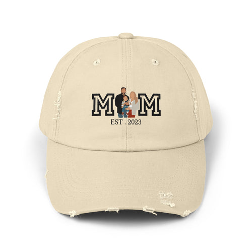 Custom MOM EST Unisex Distressed Cap