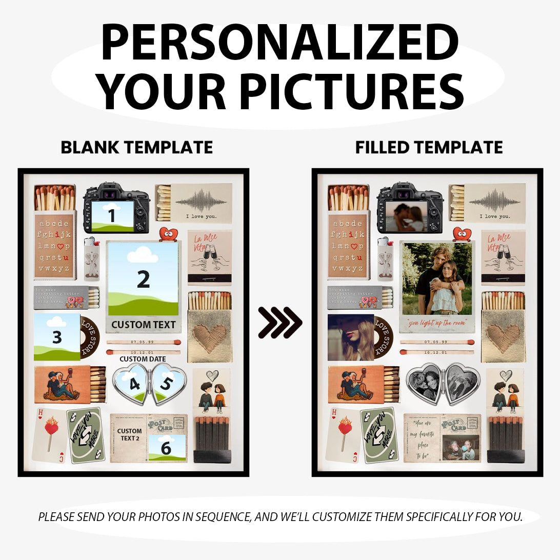 Couple Love Story Matchbook Collage Dopamine Decor - Personalized Blanket - Heartfelt Valentine, Anniversary Gift For Him, For Her