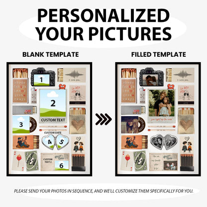 Couple Love Story Matchbook Collage Dopamine Decor - Personalized Blanket - Heartfelt Valentine, Anniversary Gift For Him, For Her