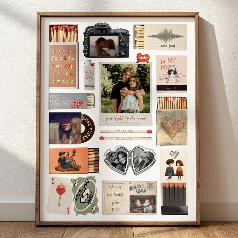 Couple Love Story Matchbook Collage Dopamine Decor - Personalized Blanket - Heartfelt Valentine, Anniversary Gift For Him, For Her