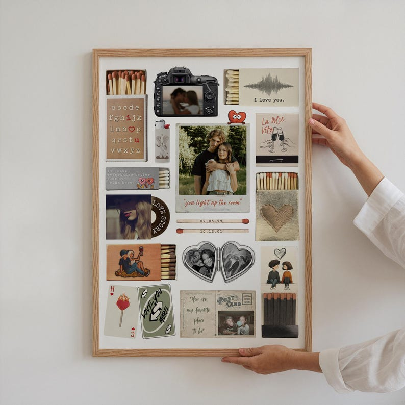 Couple Love Story Matchbook Collage Dopamine Decor - Personalized Blanket - Heartfelt Valentine, Anniversary Gift For Him, For Her