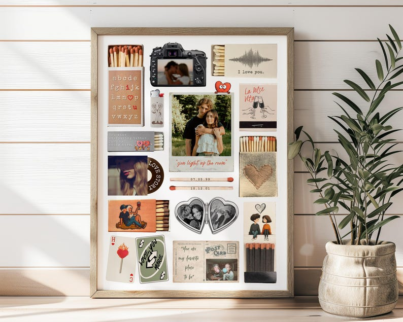 Couple Love Story Matchbook Collage Dopamine Decor - Personalized Blanket - Heartfelt Valentine, Anniversary Gift For Him, For Her