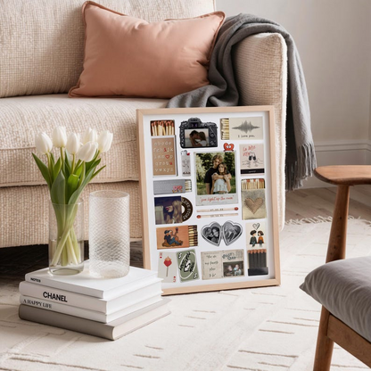 Couple Love Story Matchbook Collage Dopamine Decor - Personalized Blanket - Heartfelt Valentine, Anniversary Gift For Him, For Her