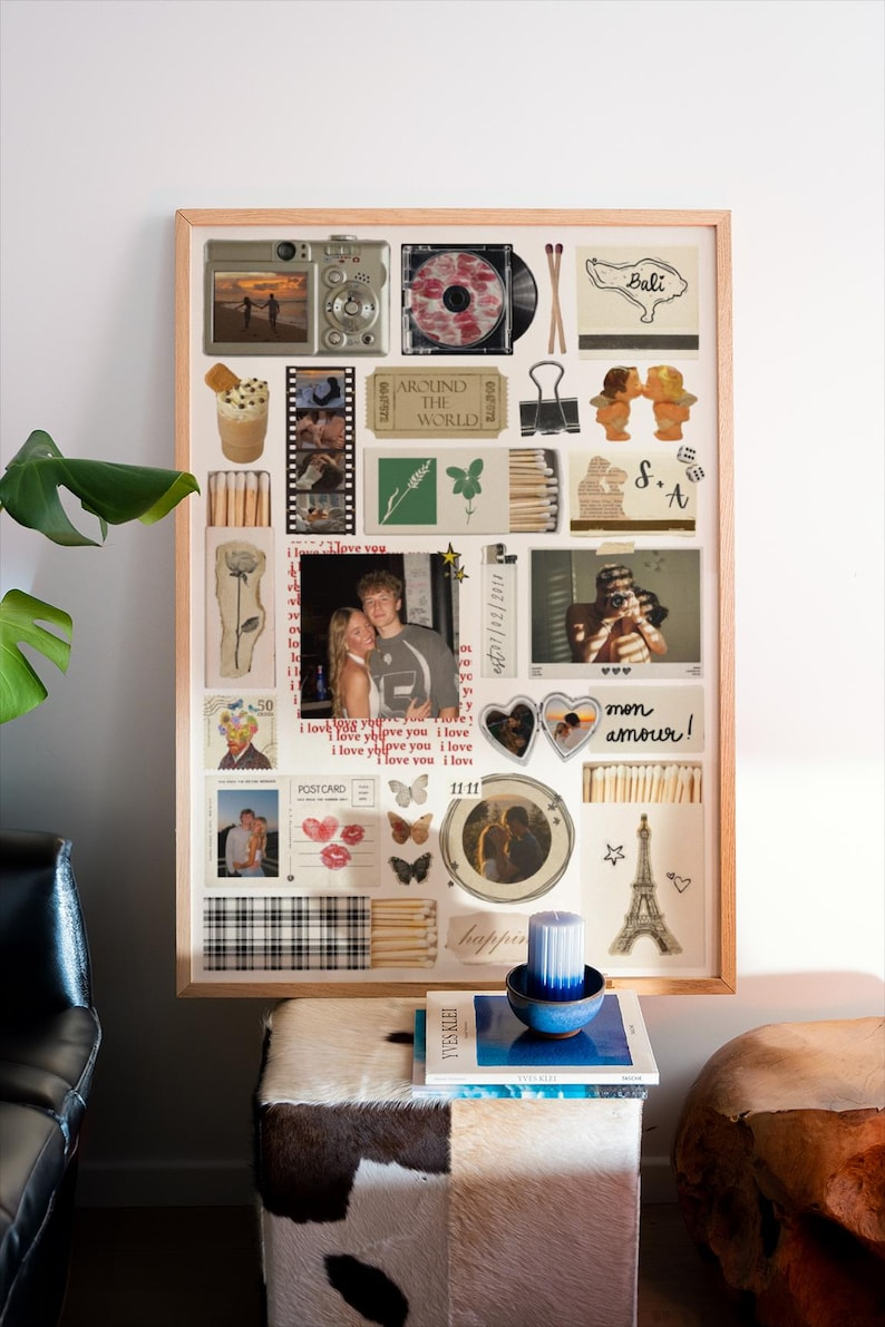 Couple Love Story Matchbook Collage Dopamine Decor - Personalized Blanket - Heartfelt Valentine, Anniversary Gift For Him, For Her