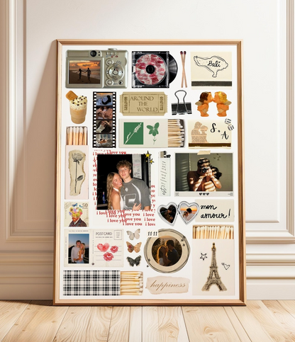 Couple Love Story Matchbook Collage Dopamine Decor - Personalized Blanket - Heartfelt Valentine, Anniversary Gift For Him, For Her