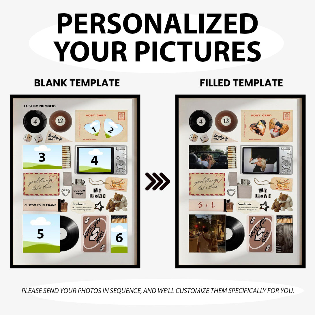 Couple Love Story Matchbook Collage Dopamine Decor - Personalized Blanket - Heartfelt Valentine, Anniversary Gift For Him, For Her