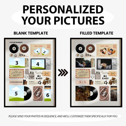 Couple Love Story Matchbook Collage Dopamine Decor - Personalized Blanket - Heartfelt Valentine, Anniversary Gift For Him, For Her