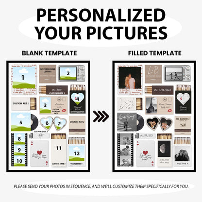 Couple Love Story Matchbook Collage Dopamine Decor - Personalized Blanket - Heartfelt Valentine, Anniversary Gift For Him, For Her