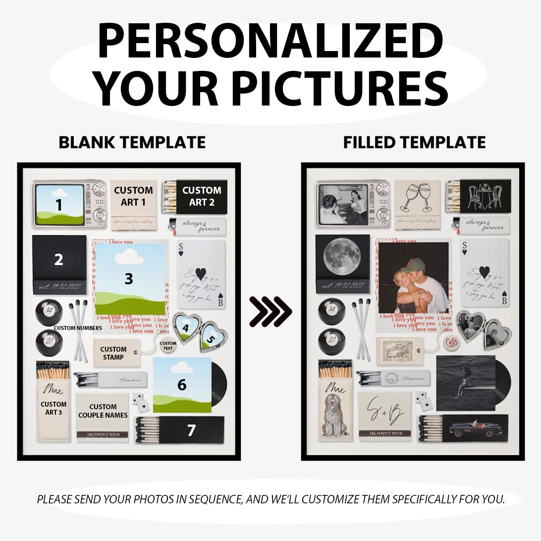 Couple Love Story Matchbook Collage Dopamine Decor - Personalized Blanket - Heartfelt Valentine, Anniversary Gift For Him, For Her