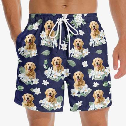 Custom Photo Wild And Free Just Like The Sea - Dog & Cat Personalized Custom Tropical Hawaiian Aloha Men Beach Shorts