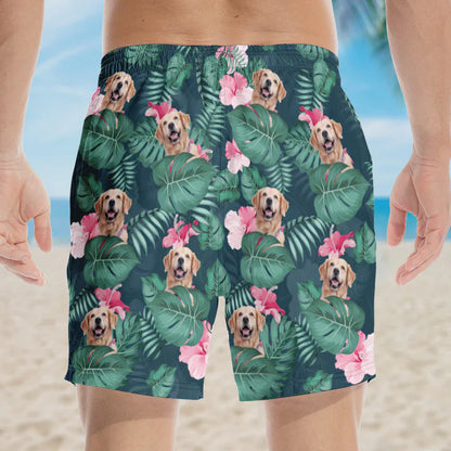 Custom Photo I'm On A Summer Roll - Dog & Cat Personalized Custom Tropical Hawaiian Aloha Men Beach Shorts