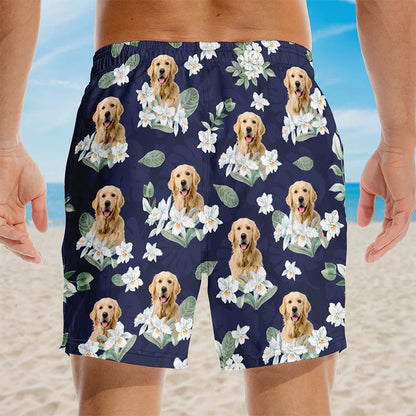 Custom Photo Wild And Free Just Like The Sea - Dog & Cat Personalized Custom Tropical Hawaiian Aloha Men Beach Shorts