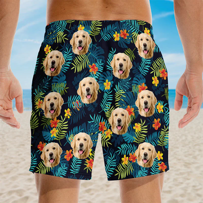 Custom Photo Summer Is For Falling In Love - Dog & Cat Personalized Custom Tropical Hawaiian Aloha Men Beach Shorts