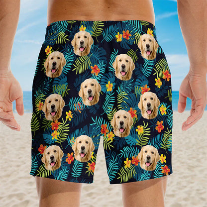 Custom Photo Summer Is For Falling In Love - Dog & Cat Personalized Custom Tropical Hawaiian Aloha Men Beach Shorts
