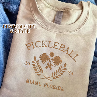 Personalized Embroidered Pickleball Hoodie Sweatshirt T-Shirt