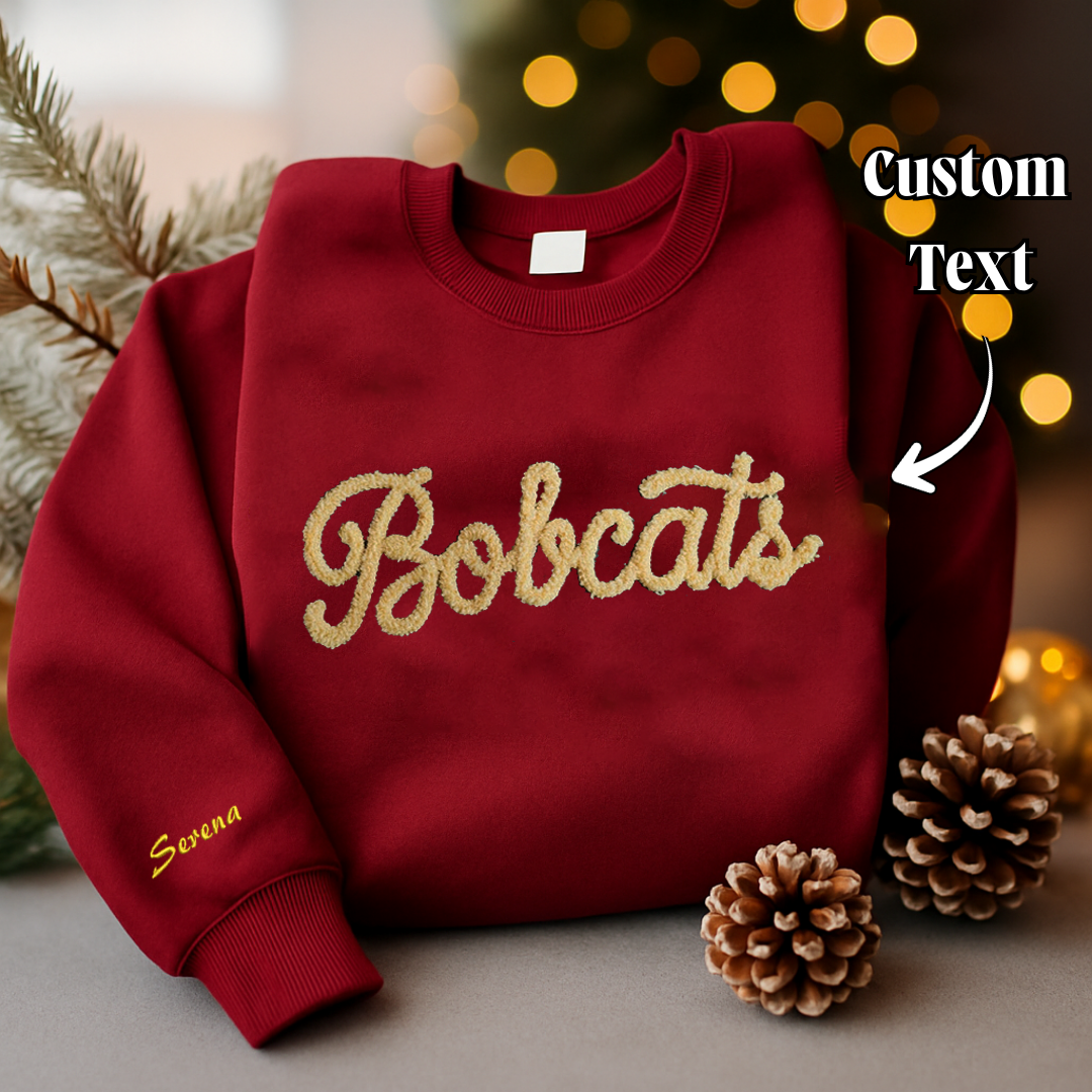 Personalized 0.23" wide - Chunky Yarn Custom Text Embroidered T-shirt Hoodie Sweatshirt