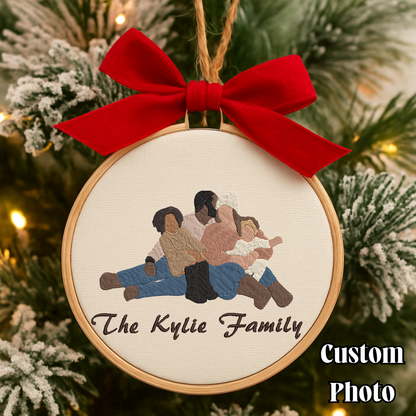 Personalized Family Photo Embroidery Ornament Christmas Tree Decoration