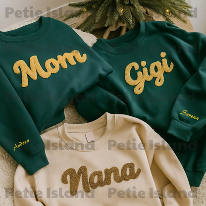 Personalized 0.78" wide - Chunky Chenille Yarn Custom Text Embroidered T-shirt Hoodie Sweatshirt