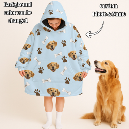 Personalized Pet Photo And Name Oodie Blanket Hoodie