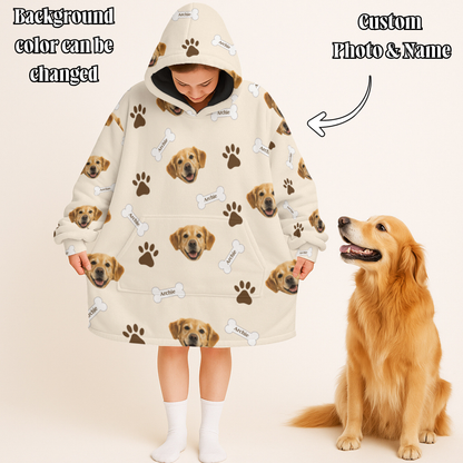 Personalized Pet Photo And Name Oodie Blanket Hoodie