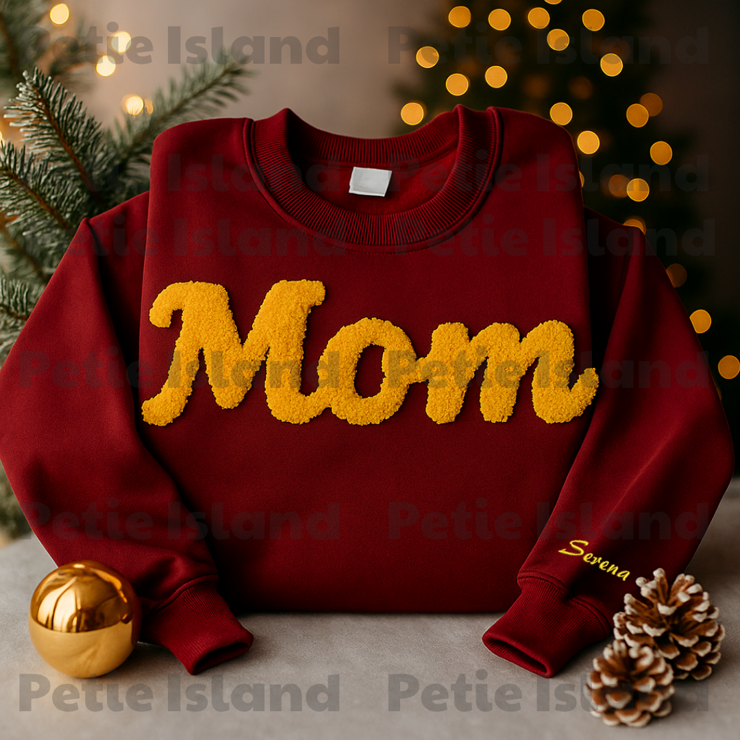 Personalized 0.78" wide - Chunky Chenille Yarn Custom Text Embroidered T-shirt Hoodie Sweatshirt