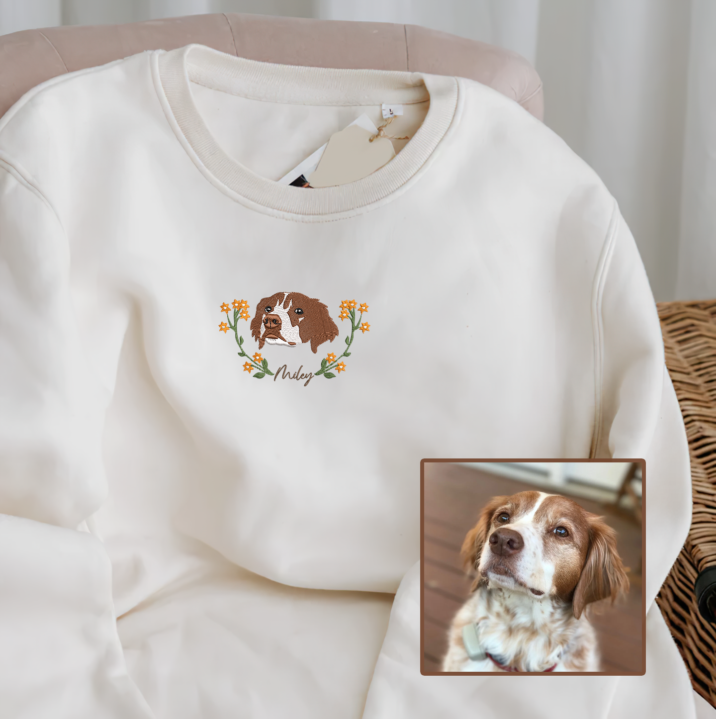 Personalized Embroidered Floral Pet Dog Cat Hoodie Sweatshirt T-Shirt