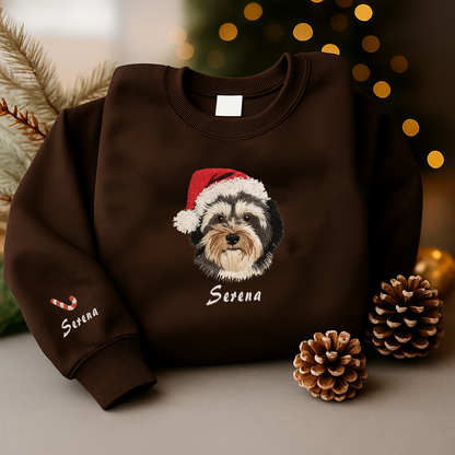 Personalized Embroidered Pet Photo Hoodie Sweatshirt T-Shirt Christmas Gift