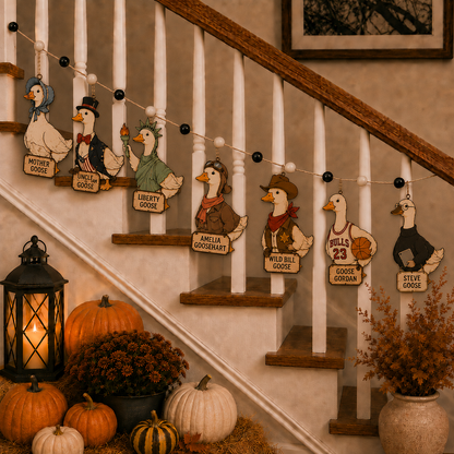 Halloween Personalized Goose Wooden Garland