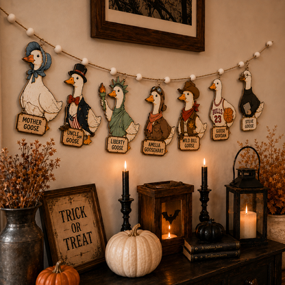 Halloween Personalized Goose Wooden Garland