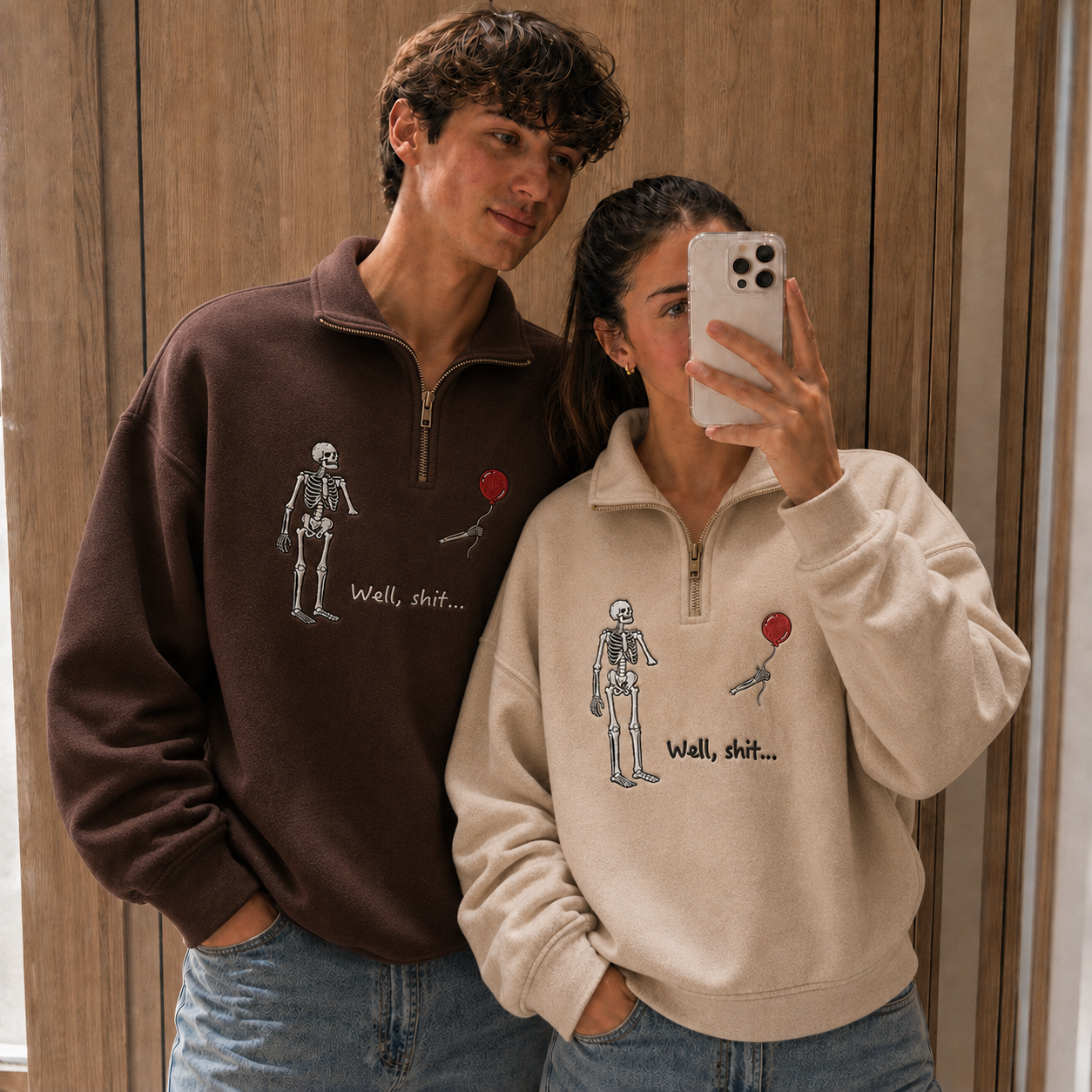 Custom Embroidered Well Shit Quarter Zip Sweatshirt