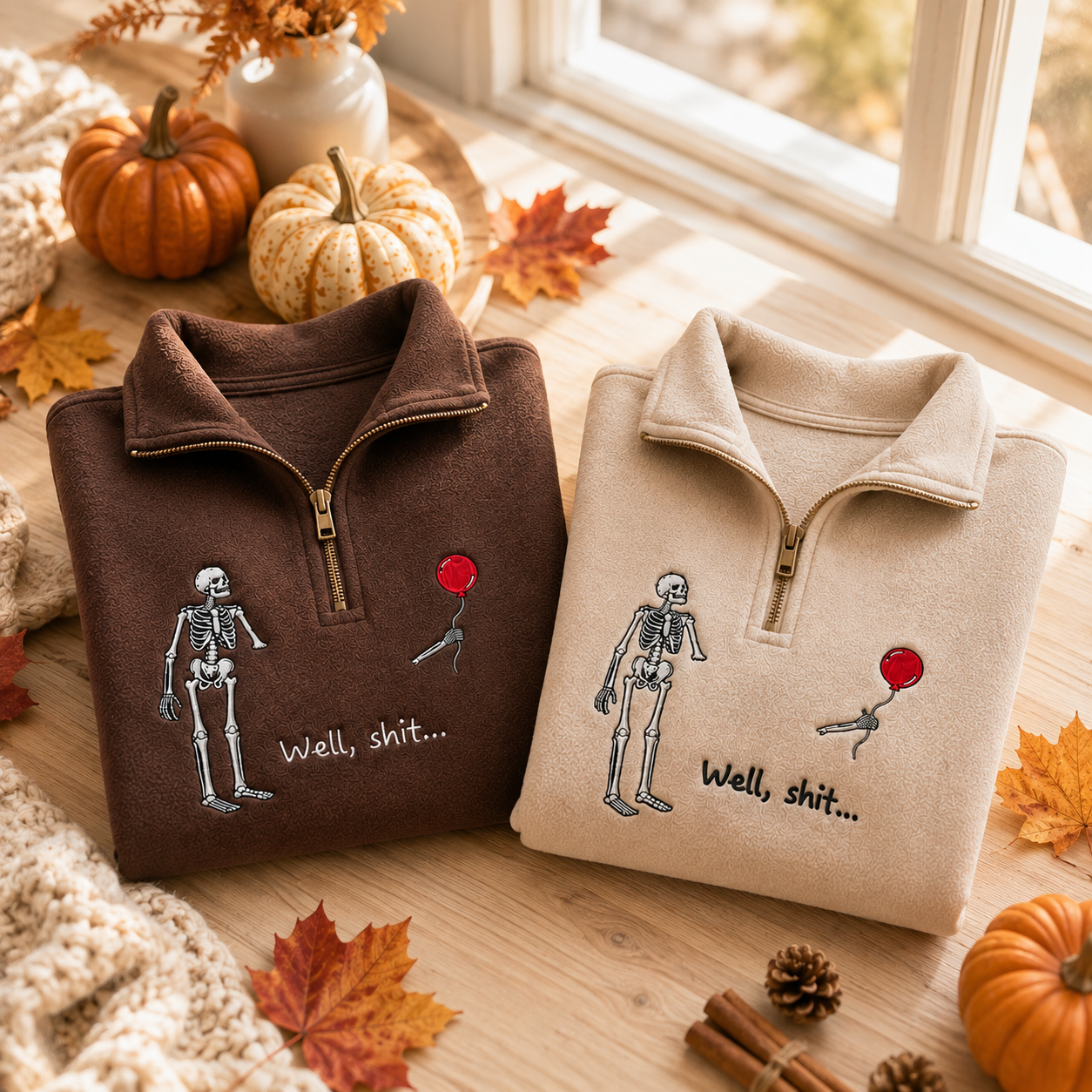 Custom Embroidered Well Shit Quarter Zip Sweatshirt