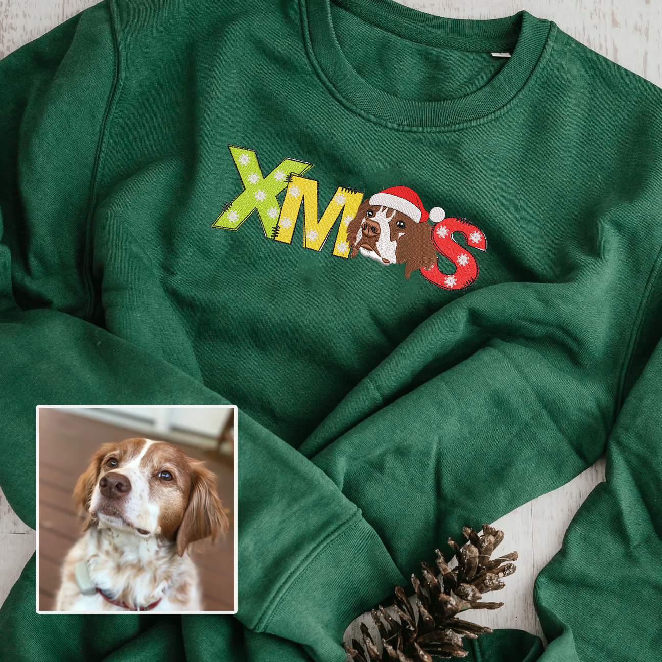 Personalized Pet Dog Cat XMAS Embroidered T-Shirt Hoodie Sweatshirt