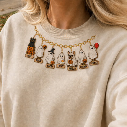 Embroidered Halloween Family Members Spooky Season Sweatshirt