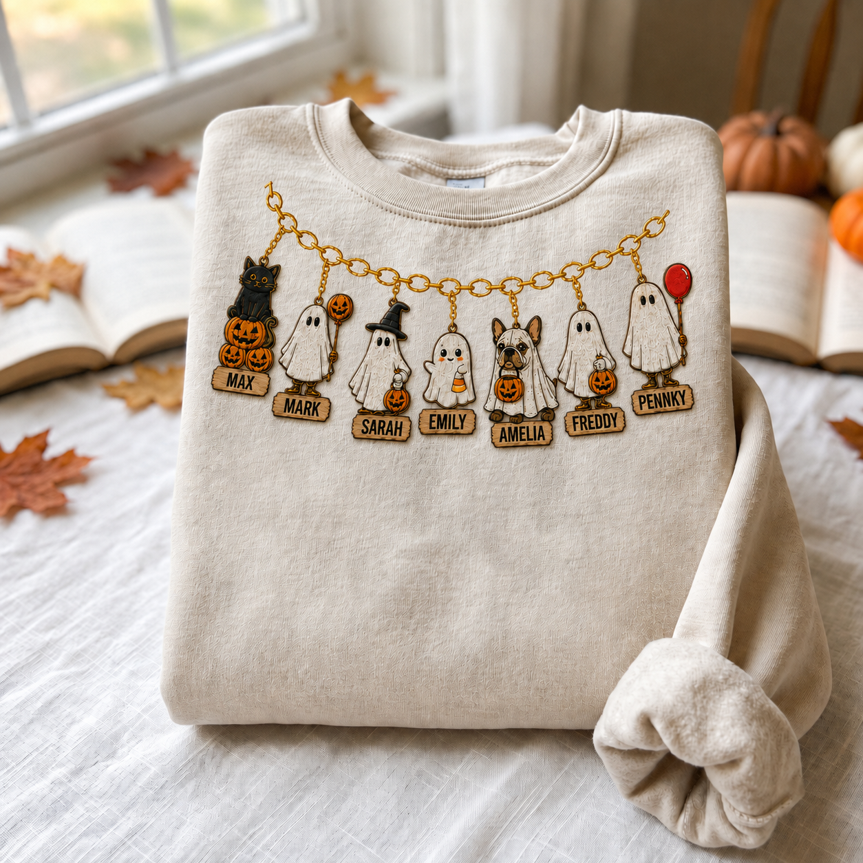 Embroidered Halloween Family Members Spooky Season Sweatshirt