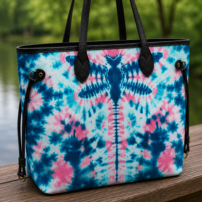 Vibrant Dragonfly Colorful Tie-Dye Spiral Women's Large PU Bag