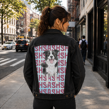 Custom Pet's Photo & Name Printed Denim Jacket