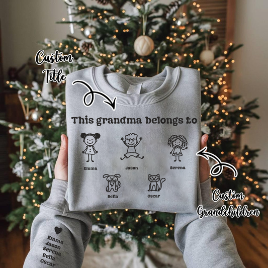 Personalized Embroidered Family Cute Drawing Hoodie Sweatshirt T-Shirt Mother's Day Christmas Gift