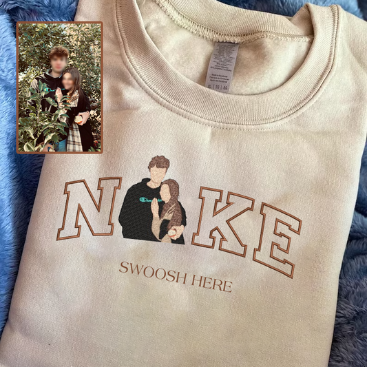 Valentine Personalized Embroidered Couple NKE Hoodie Sweatshirt T-Shirt