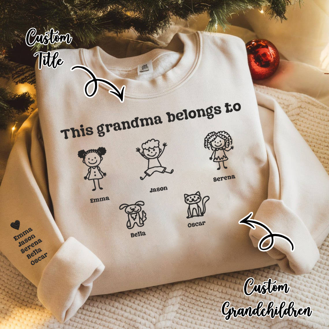 Personalized Embroidered Family Cute Drawing Hoodie Sweatshirt T-Shirt Mother's Day Christmas Gift